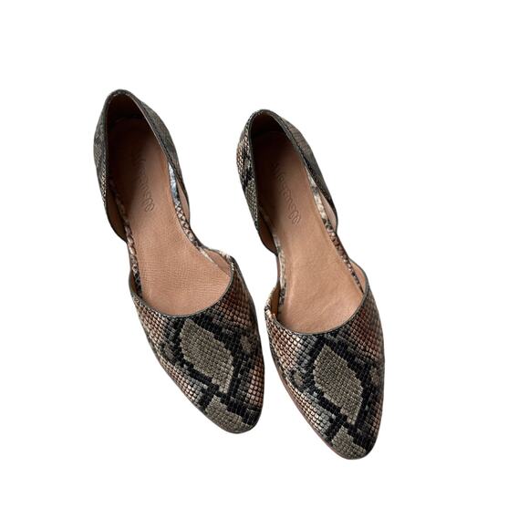 Madewell snake print flats tan and black D'Orsay Shoes size 8 - Picture 1 of 8